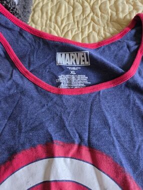Marvel Captain America Tank Top in Navy Blue with Red Trim